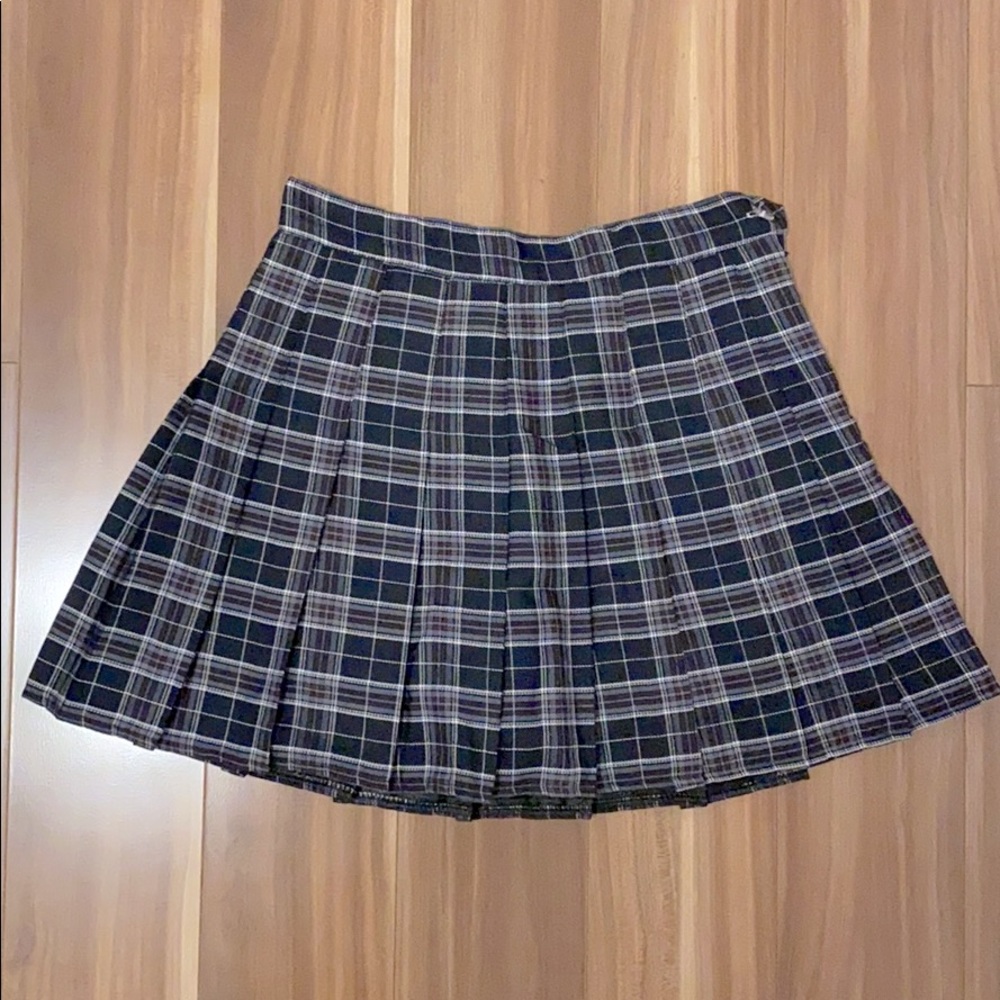 Blue Tartan Plaid Pleated Skirt Size S XS